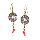 Copper-Tone Metal Filigree Coral Drop Errings