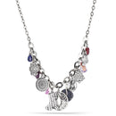 Rhodium-Tone Metal Multi Charms Neckalce