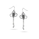 Silver-Tone Metal Tone Vintage Look Key Drop Earrings