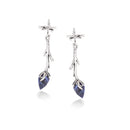 Silver-Tone Metal Blue Teardrop Stone Drop Earrings