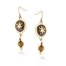 Gold-Tone Metal Tiger'S Eye And Brown Drop Earrings