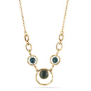 Antique Gold-Tone Metal Green Faceted Stone Necklace