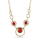 Gold-Tone Metal Orange Faceted Stone Necklace