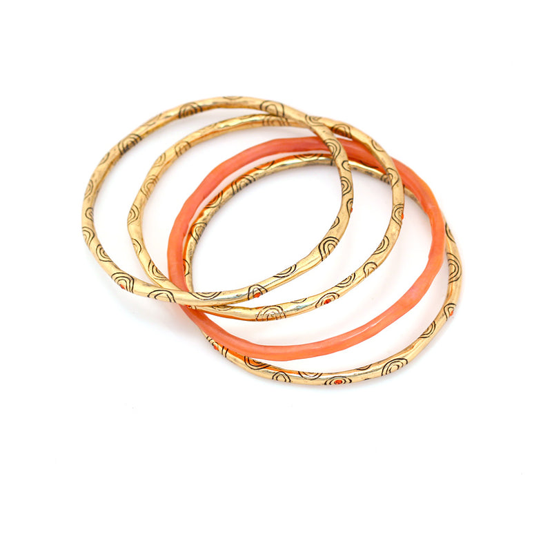 Gold-Tone Metal  Set Of 4 Crystal Bangles