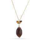 Gold-Tone Metal Brown Faceted Stone Crystal Necklace