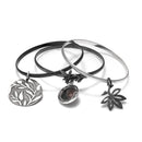 Silver-Hematite Tone Metal Set Of Three Charm Bangles