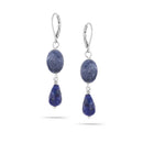 Silver-Tone Metal Blue Faceted Stone Tear Drop Earrings