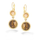Gold-Tone Metal Tiger Eye Earrings