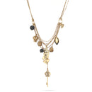 Gold-Tone Metal Black Smokey Stone Mix Charm Necklace