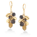Gold-Tone Metal Black And Smokey Drop Earrings