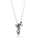 Rhodium-Tone Metal Amethyst Charm Necklace