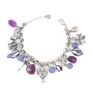 Silver-Tone Metal Amethyst Charm Bracelets