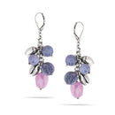 Silver-Tone Metal Blue And Amethyst Stone Drop Earrings