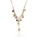 Gold-Tone Metal Green And Smokey Mix Charm Necklace