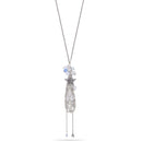 Silver-Tone Metal Star And Clear Crystal Stone Adjustable Lobster Claw Closure Tassel Necklaces