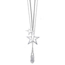 Silver-Tone Metal Star Crystal Drop Long Gnecklace 