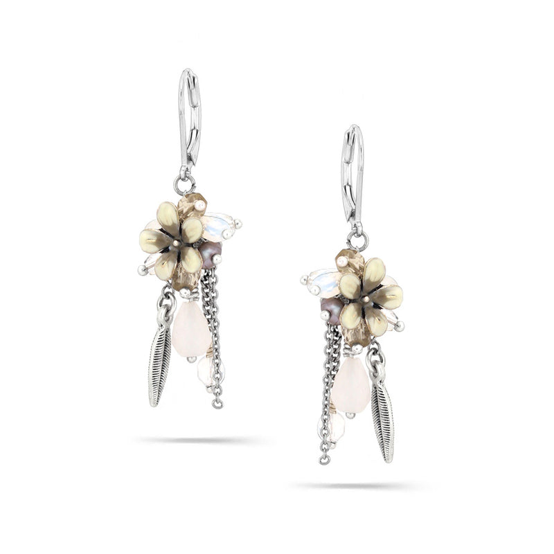 Silver-Tone Metal Flower Drop Earrings
