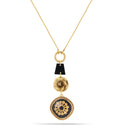 Gold-Tone Metal Flower Black Necklace