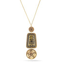 Gold-Tone Metal Black And Gold Pendant Long Necklace