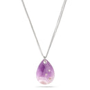 Silver-Tone Metal Amethyst Faceted Teardrop Crystal Earrings