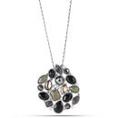 Silver-Tone Metal Black Olive And Smokey Pendant Crystal Necklace