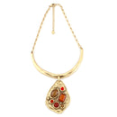 Gold-Tone Metal Multi Color Stone Chocker Necklace