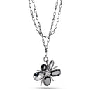 Hematite-Tone Metal Black And Hematite Crystal Neckalce