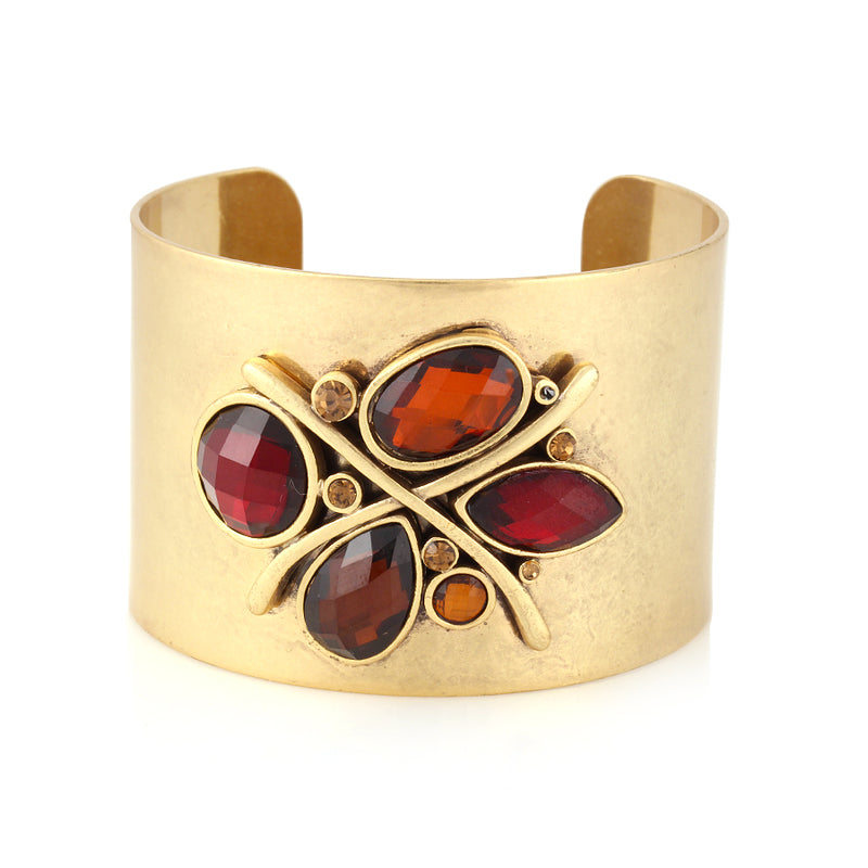 Gold-Tone Metal Red Crystal Cuff