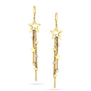 Gold-Tone Metal Star Crystal Tassel Earrings