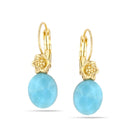 Gold-Tone Metal Aqua Marine Drop Earrings