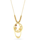 Gold-Tone Metal Brown And Yellow Stone Pendant Necklace