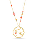 Gold-Tone Metal Lion Charm And Orange Beads Drop Earrings