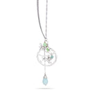 Silver-Tone Metal Lion And Butterfly Green Stone Adjustable Lobster Claw Closure Tassel Necklaces