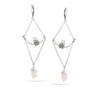 Silver-Tone Metal Love Birds Cream Teardrop Earrings