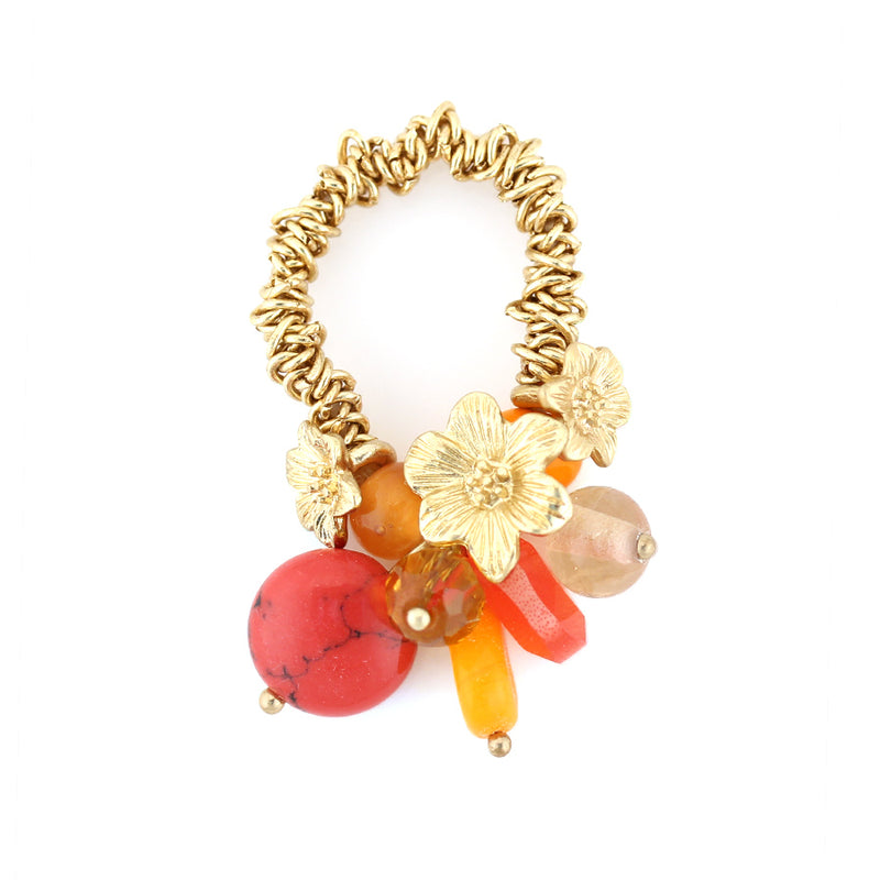 Gold-Tone Metal Coral Stretch Rings