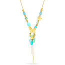 Gold-Tone Metal Butterfly Green And Blue Beads Adjustable Lobster Claw Closure Necklaces