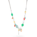 Silver-Tone Metal Multicolor Charm Necklace