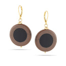 Gold-Tone Metal Brown And Black Round Drop Earrings