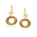 Gold-Tone Metal Flower Mother Of Pearl Drop Earrings