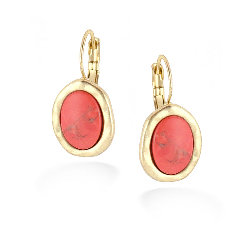 Gold-Tone Metal Coral Drop Errings