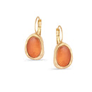 Gold-Tone Metal Orange Oval Stone Drop Earrings