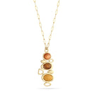 Gold-Tone Metal Yellow And Orange Stone Pendant Necklace