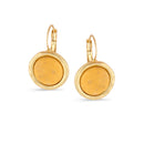 Gold-Tone Metal Yellow Round Stone Metal Drop Earrings