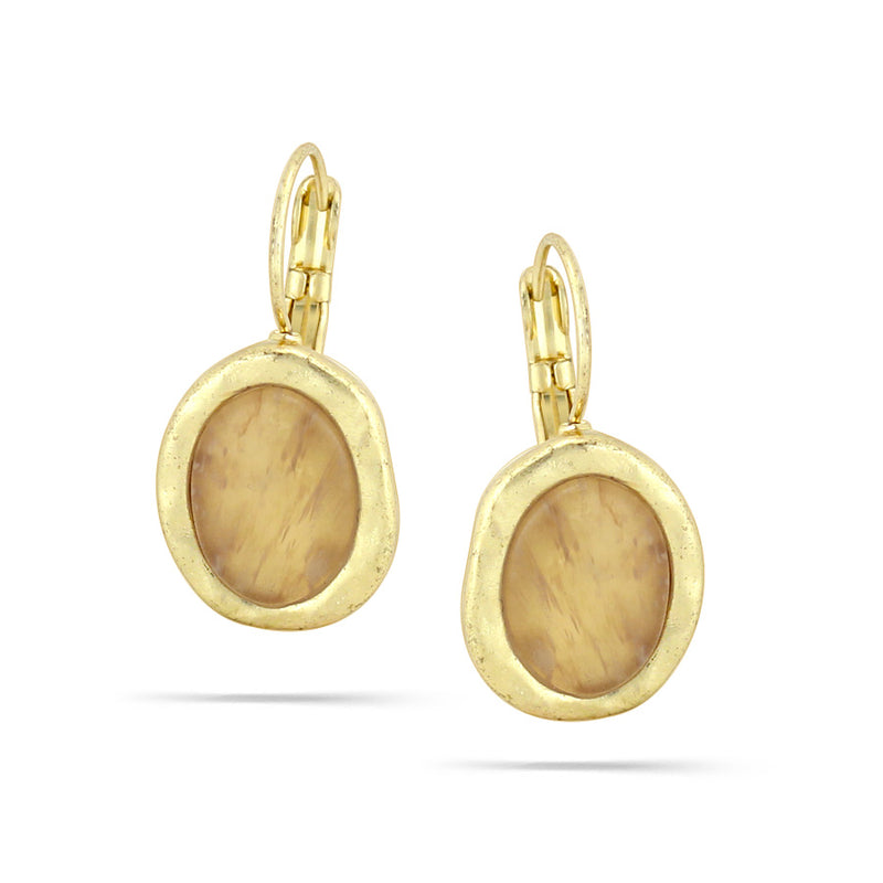 Gold-Tone Metal Yellow Stone Drop Earrings