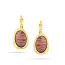 Gold-Tone Metal Brown And Black Stripe Drop Earrings