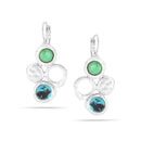 Silver-Tone Hammered Metal Turquoise Tone Drop Earrings