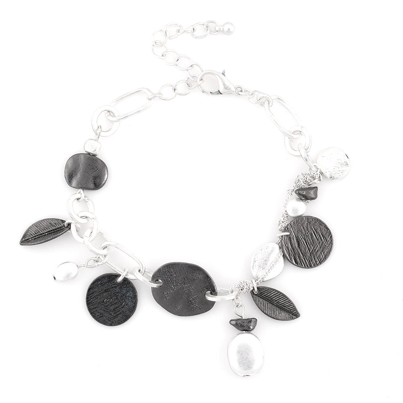 Silver And Black-Tone Wrap Around Bracelets