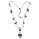Silver-Tone Metal Mix Charms And Heart Adjustable Lobster Claw Closure Layered Necklaces