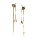 Gold-Tone Metal Heart And Arrow Drop Earrings