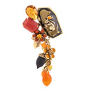 Gold-Tone Metal Squirrel Red And Smokey Crystal Flower Brooches